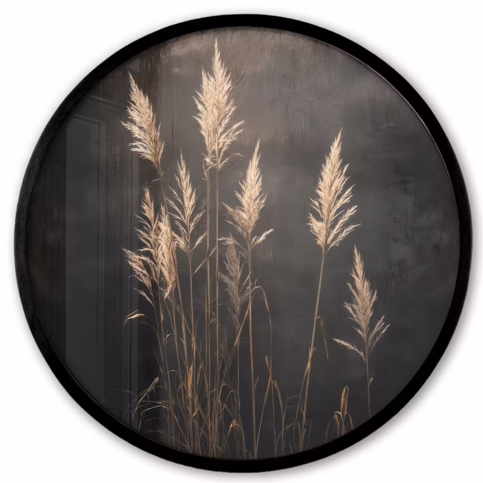 Photo Frame Round - Ornamental grass - Plumes - Lighting - Black