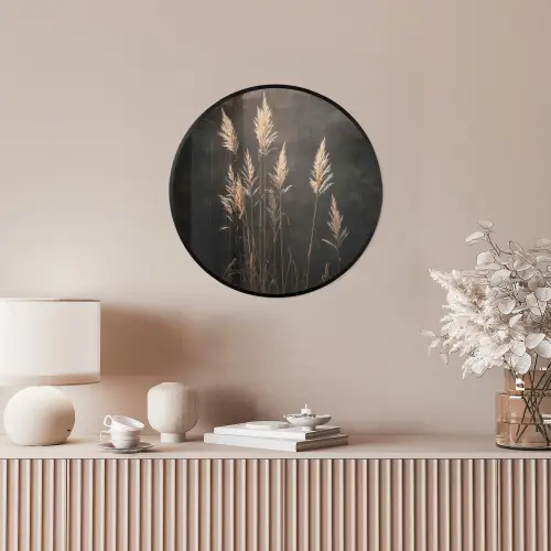 Siergras - Pluimen - Verlichting - Zwart Fotolijst rond zonder passe partout klein -sfeer3