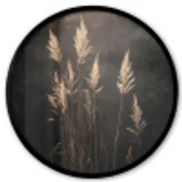 Siergras - Pluimen - Verlichting - Zwart Fotolijst rond zonder passe partout klein -3d