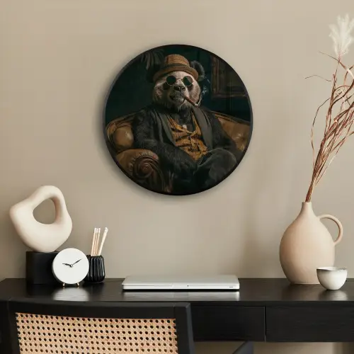 Panda - Hoed - Bril - Pak Fotolijst rond zonder passe partout klein -sfeer1
