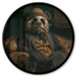Panda - Hoed - Bril - Pak Fotolijst rond zonder passe partout klein -3d