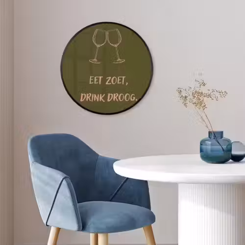 Roze - Groen - Wijn - Quote Fotolijst rond zonder passe partout klein -sfeer2