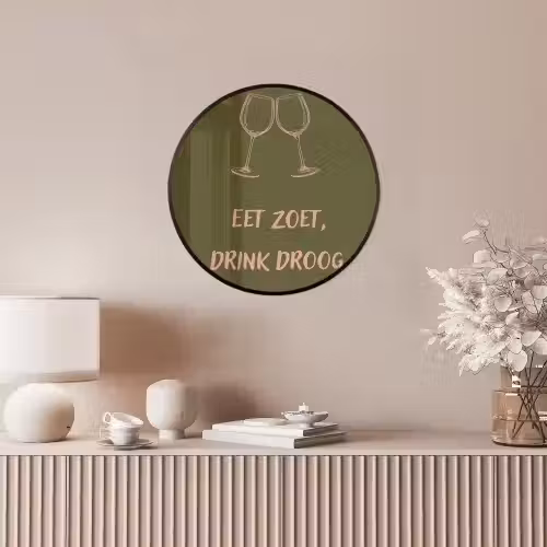 Roze - Groen - Wijn - Quote Fotolijst rond zonder passe partout klein -sfeer3