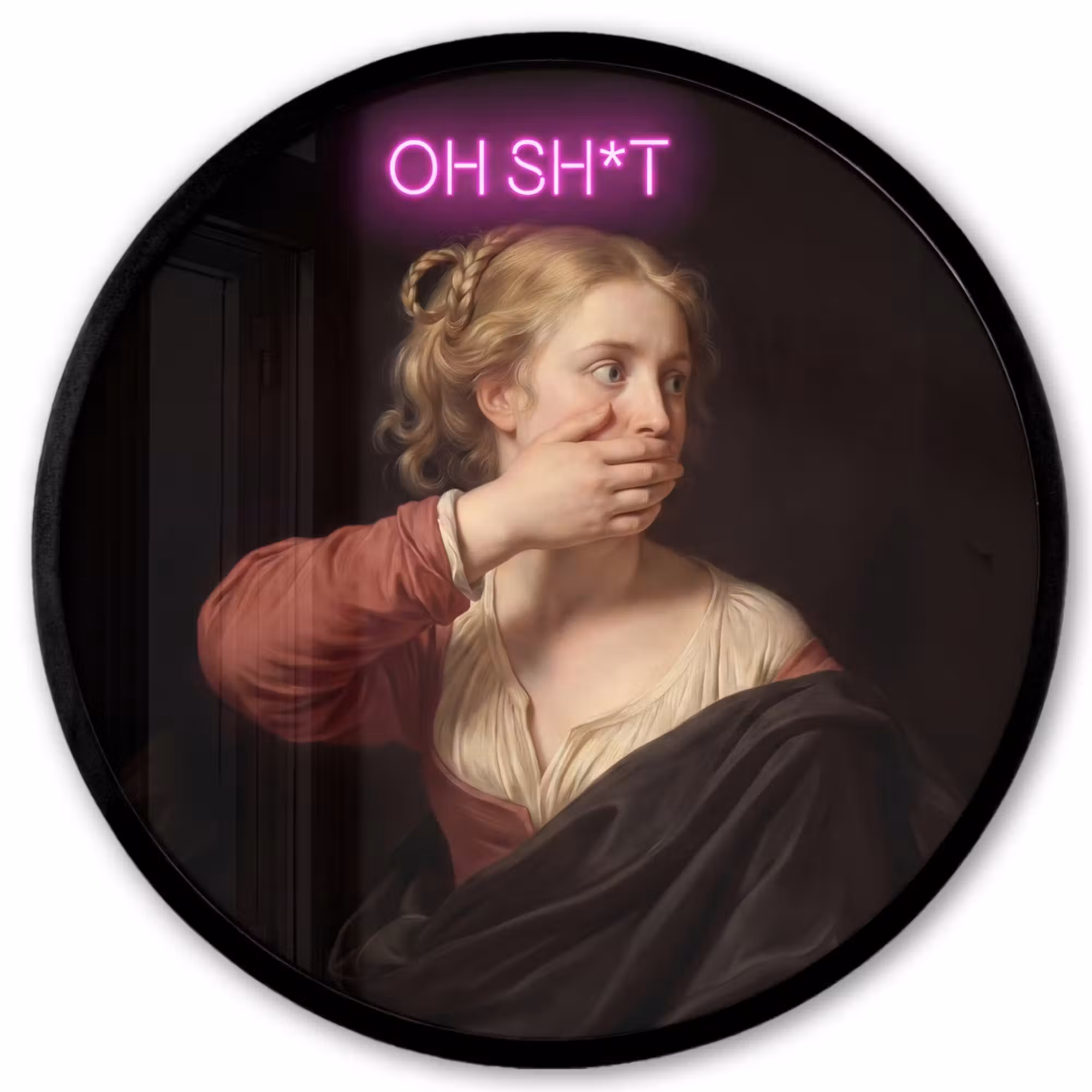 Photo Frame Round - Quote - Neon - woman
