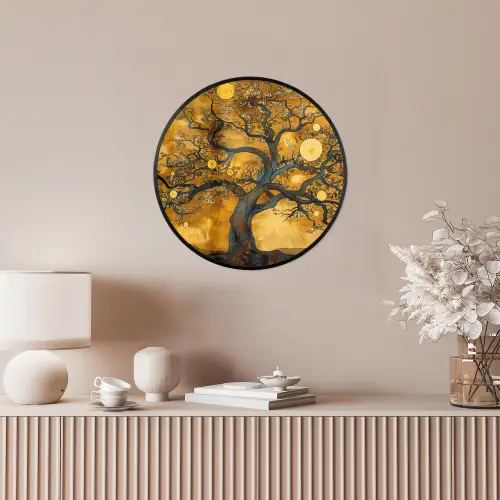 Boom - Levensboom - Abstract - Goud Fotolijst rond zonder passe partout klein -sfeer3