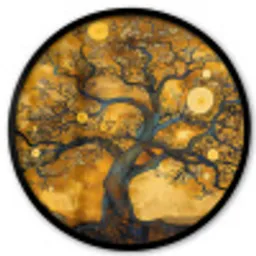 Boom - Levensboom - Abstract - Goud Fotolijst rond zonder passe partout klein -3d