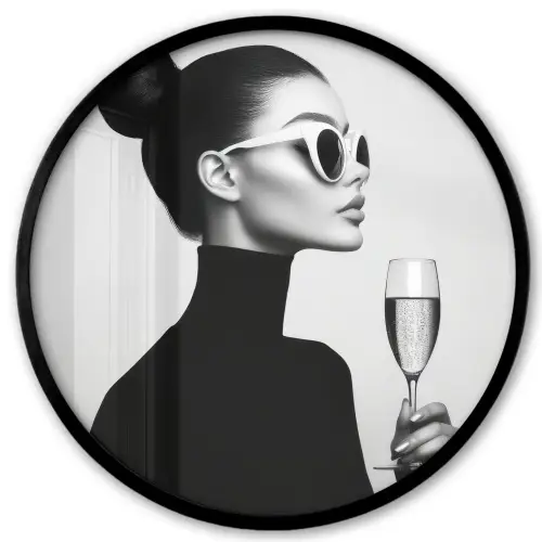 Vrouw - Champagne - Modern Fotolijst rond zonder passe partout klein -3d