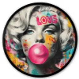 Vrouw - Kauwgom - Graffiti - Neonkleuren Fotolijst rond zonder passe partout klein -3d