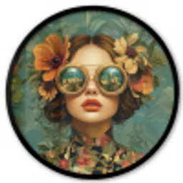 Vrouw - Bloemen - Vlinders - Natuur - Vintage Fotolijst rond zonder passe partout klein -3d
