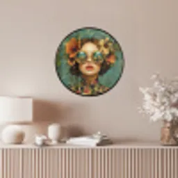 Vrouw - Bloemen - Vlinders - Natuur - Vintage Fotolijst rond zonder passe partout klein -sfeer3
