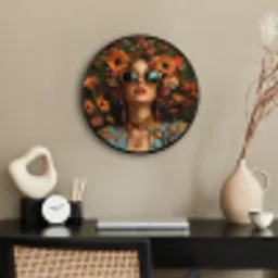Vrouwen - Bloemen - Modern - Bril - Abstract Fotolijst rond zonder passe partout klein -sfeer1