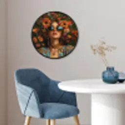 Vrouwen - Bloemen - Modern - Bril - Abstract Fotolijst rond zonder passe partout klein -sfeer2
