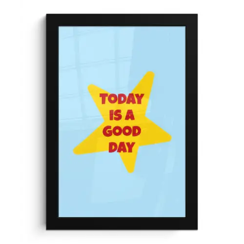 Ster - Today is a good day - Blauw fotolijst zwart zonder passe partout klein -3d
