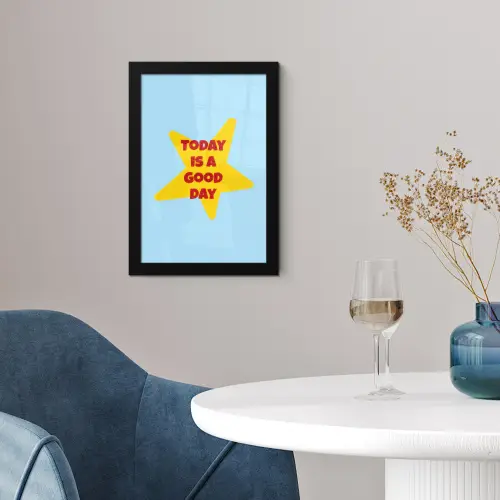 Ster - Today is a good day - Blauw fotolijst zwart zonder passe partout klein -sfeer4