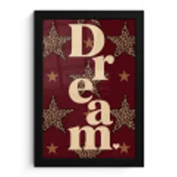 Sterren - Luipaardprint - Dream - Bordeaux fotolijst zwart zonder passe partout klein -3d
