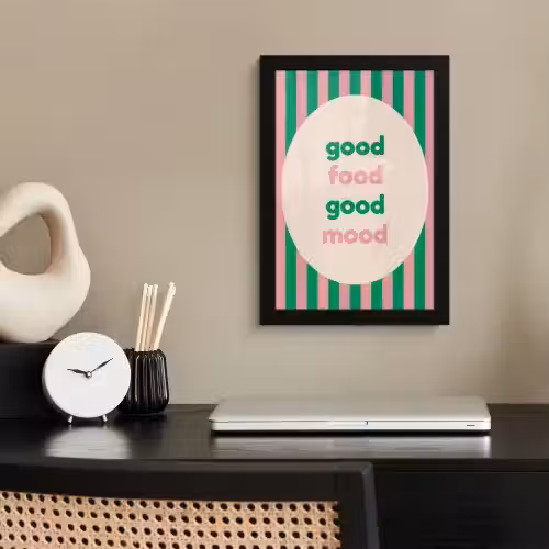Gestreept - Quote - Ovaal - Roze fotolijst zwart zonder passe partout klein -sfeer1