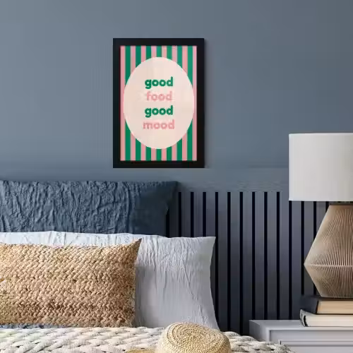 Gestreept - Quote - Ovaal - Roze fotolijst zwart zonder passe partout klein -sfeer3