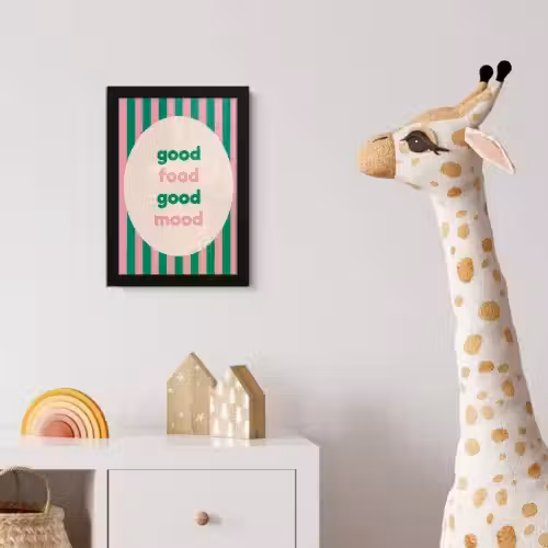 Gestreept - Quote - Ovaal - Roze fotolijst zwart zonder passe partout klein -usfeer4_kinderkamer