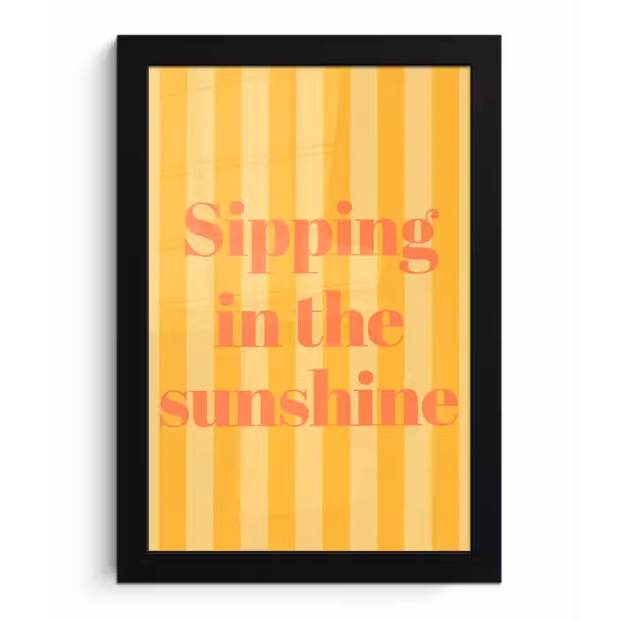 Gestreept - Geel - Sunshine - Letters fotolijst zwart zonder passe partout klein -3d