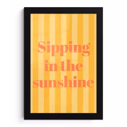 Gestreept - Geel - Sunshine - Letters fotolijst zwart zonder passe partout klein -3d
