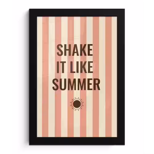 Zomer - Quote - Strepen fotolijst zwart zonder passe partout klein -3d
