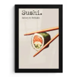 Sushi - Zalm - Rijst - Japans fotolijst zwart zonder passe partout klein -3d