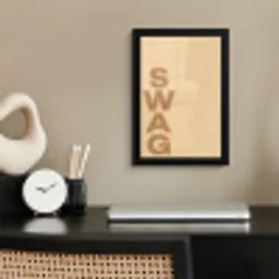 Swag - Bruin - Beige fotolijst zwart zonder passe partout klein -sfeer1