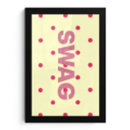 Swag - Roze - Stippen - Geel fotolijst zwart zonder passe partout klein -3d