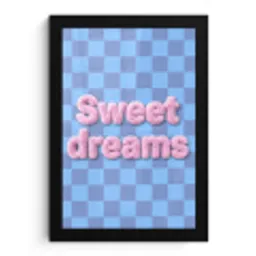 Sweet dreams - Vierkanten - Roze - Blauw fotolijst zwart zonder passe partout klein -3d
