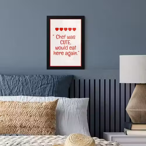 Tekst - Rood - Hartjes fotolijst zwart zonder passe partout klein -sfeer3