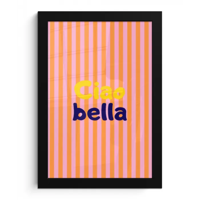 Verticaal - Strepen - Oranje - Ciao bella fotolijst zwart zonder passe partout klein -3d