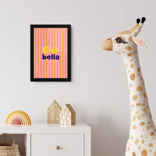 Verticaal - Strepen - Oranje - Ciao bella fotolijst zwart zonder passe partout klein -usfeer4_kinderkamer