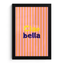 Verticaal - Strepen - Oranje - Ciao bella fotolijst zwart zonder passe partout klein -3d