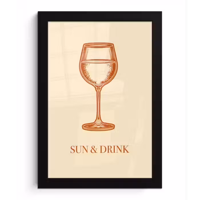 Wijn - Zomer - Quote - Oranje fotolijst zwart zonder passe partout klein -3d