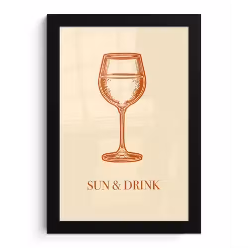 Wijn - Zomer - Quote - Oranje fotolijst zwart zonder passe partout klein -3d