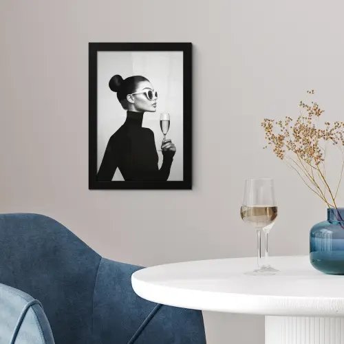 Vrouw - Champagne - Modern fotolijst zwart zonder passe partout klein -sfeer4
