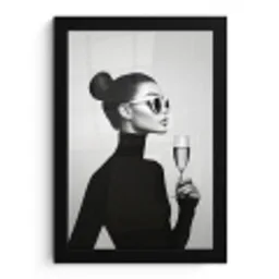 Vrouw - Champagne - Modern fotolijst zwart zonder passe partout klein -3d