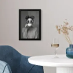 Vrouw - Koffie - Zwart - Wit fotolijst zwart zonder passe partout klein -sfeer4