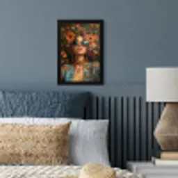 Vrouwen - Bloemen - Modern - Bril - Abstract fotolijst zwart zonder passe partout klein -sfeer3