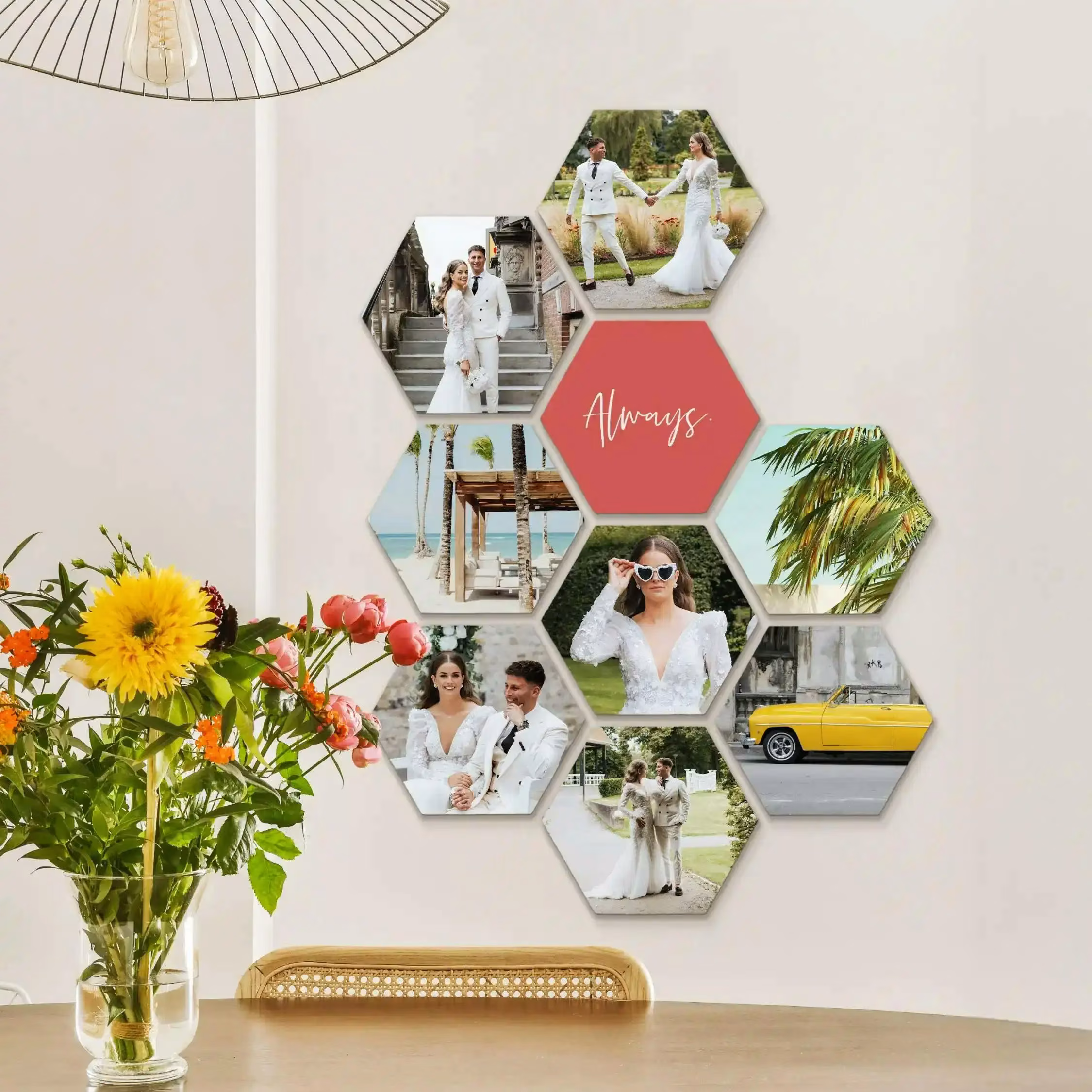Hexagon foto met eigen afbeeldingen