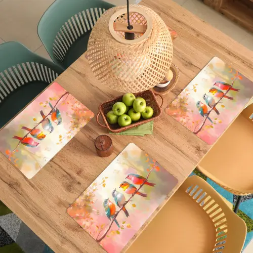 Vogels - Kleurrijk - Tak Placemat vinyl groot -zzsfeer5_Kitchenyeah-website