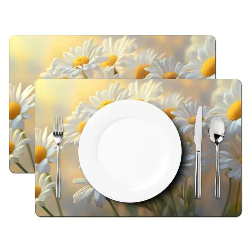Madeliefjes - Wit - Zonlicht Placemat vinyl groot -zzsfeer2_Kitchenyeah-website