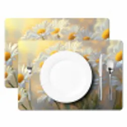 Madeliefjes - Wit - Zonlicht Placemat vinyl groot -zzsfeer2_Kitchenyeah-website