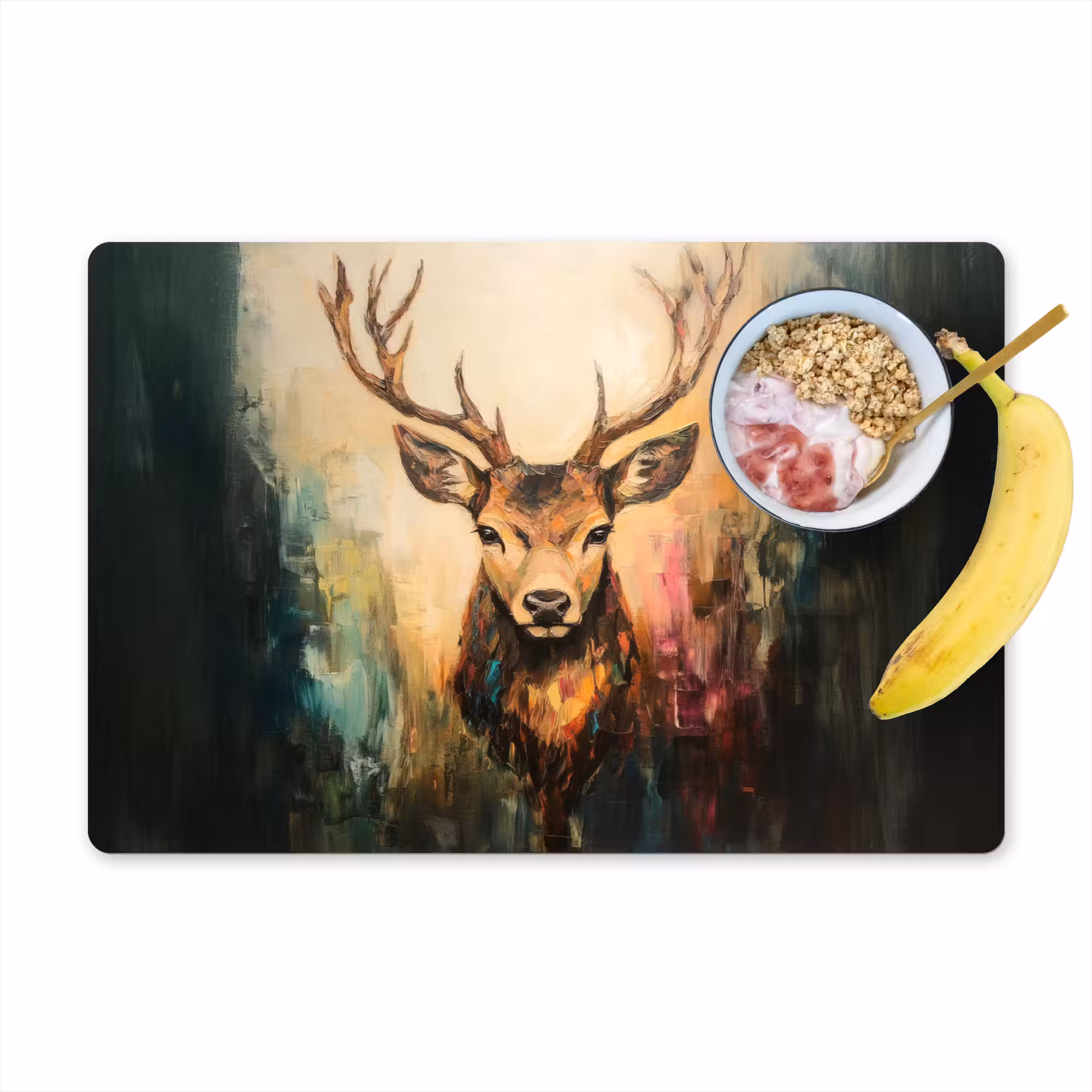 Placemat - 6 pieces - Deer - Painted - Antlers - Brown