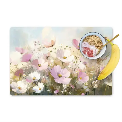 Bloemenveld - Lichte tinten - Geschilderd Placemat vinyl groot -zzzproduct_Kitchenyeah-website