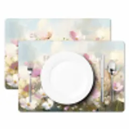 Bloemenveld - Lichte tinten - Geschilderd Placemat vinyl groot -zzsfeer2_Kitchenyeah-website