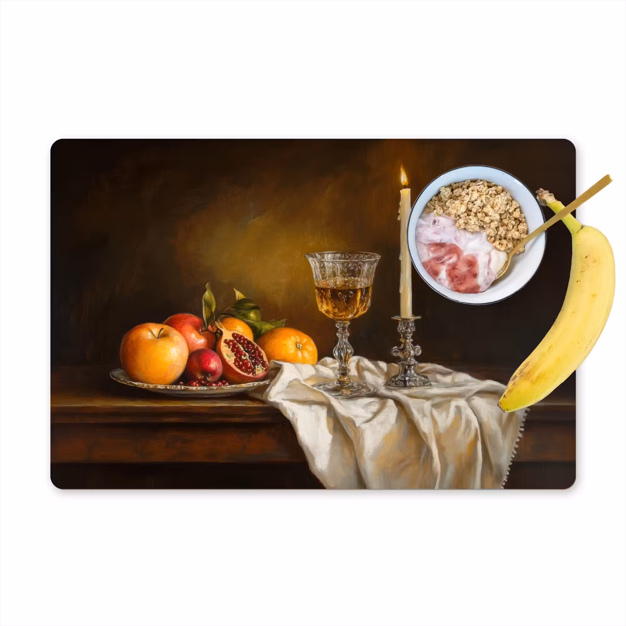 Placemat - 6 pieces - Fruit - Still life - Wine - Candle