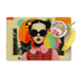 Meisje - Zonnebril - Kat - Retro Placemat vinyl groot -zzzproduct_Kitchenyeah-website