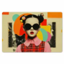 Meisje - Zonnebril - Kat - Retro Placemat vinyl groot -zzsfeer1_Kitchenyeah-website