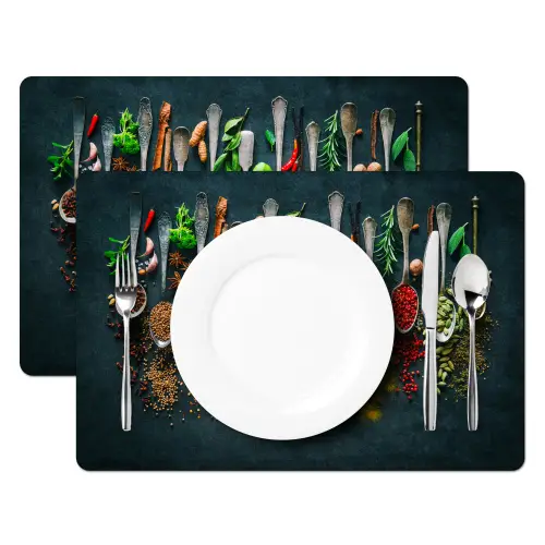 Kruiden - Specerijen - Lepels Placemat vinyl groot -zzsfeer2_Kitchenyeah-website